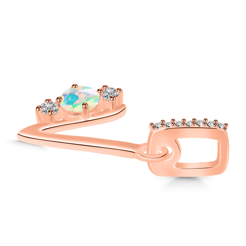 Opal & White Topaz Alphabet V Pendant OPL-RDA-100.