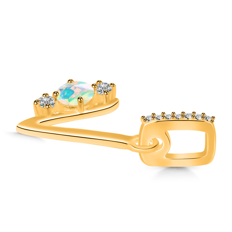 Opal & White Topaz Alphabet V Pendant OPL-RDA-100.