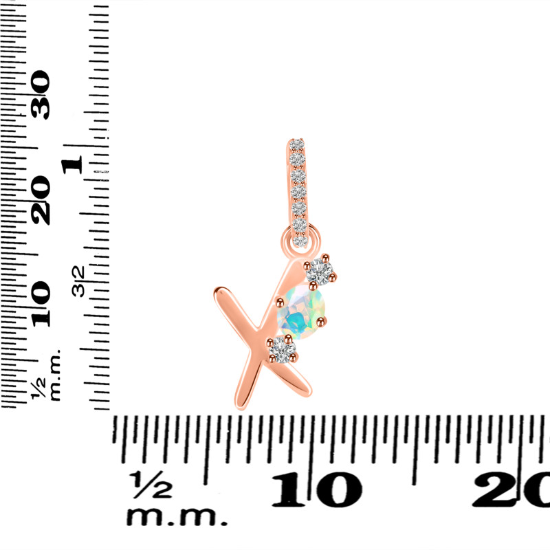 Opal & White Topaz Alphabet X Pendant OPL-RDA-102.