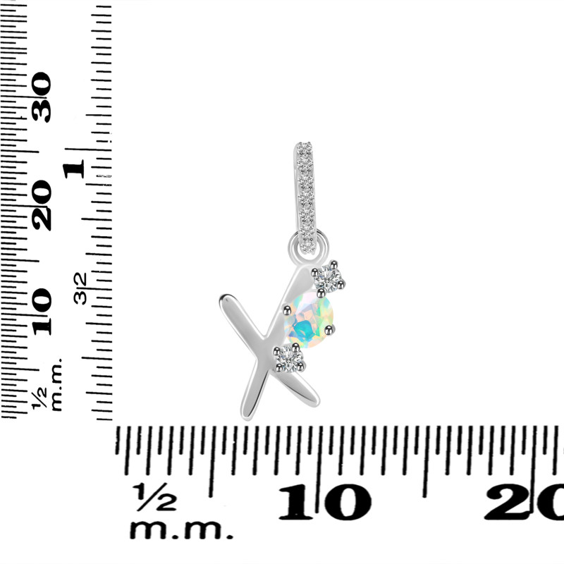 Opal & White Topaz Alphabet X Pendant OPL-RDA-102.
