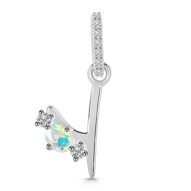 Opal & White Topaz Alphabet Y Pendant OPL-RDA-103.
