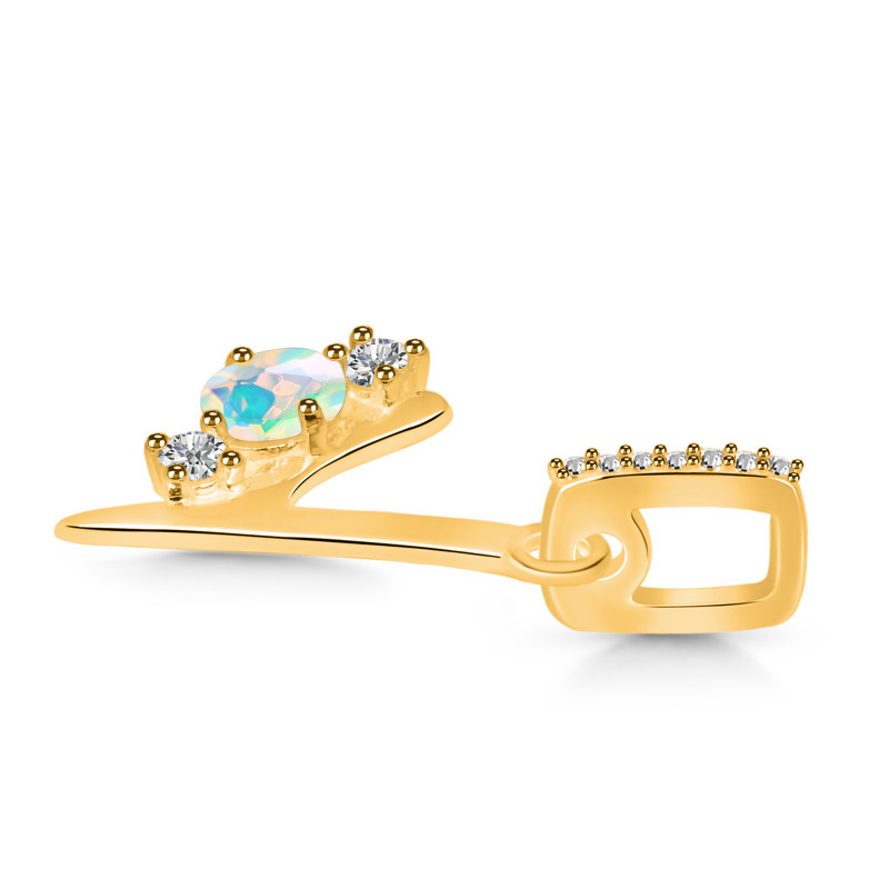 Opal & White Topaz Alphabet Y Pendant OPL-RDA-103.
