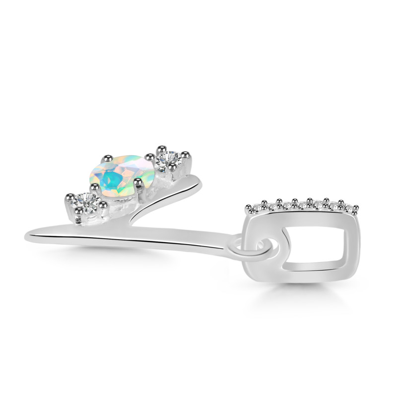 Opal & White Topaz Alphabet Y Pendant