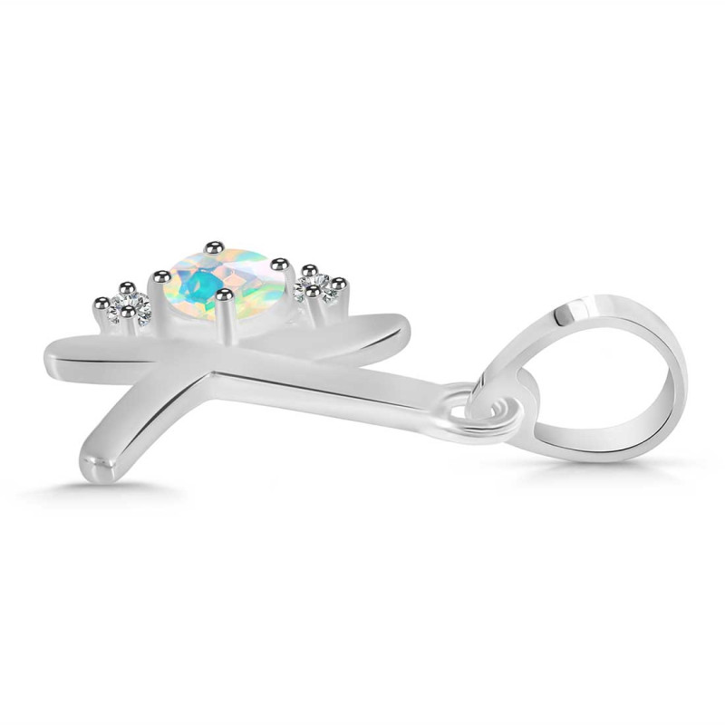 Opal & White Topaz Alphabet K Pendant