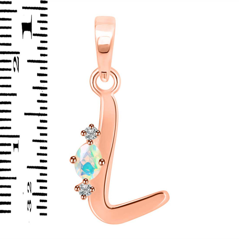 Opal & White Topaz Alphabet L Pendant OPL-RDA-12.