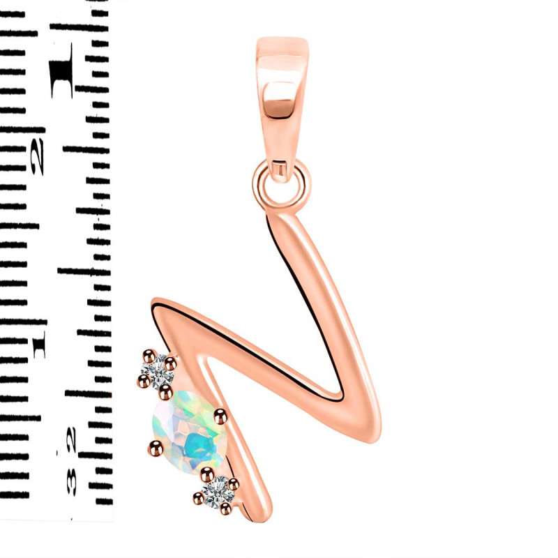 Opal & White Topaz Alphabet N Pendant OPL-RDA-14.