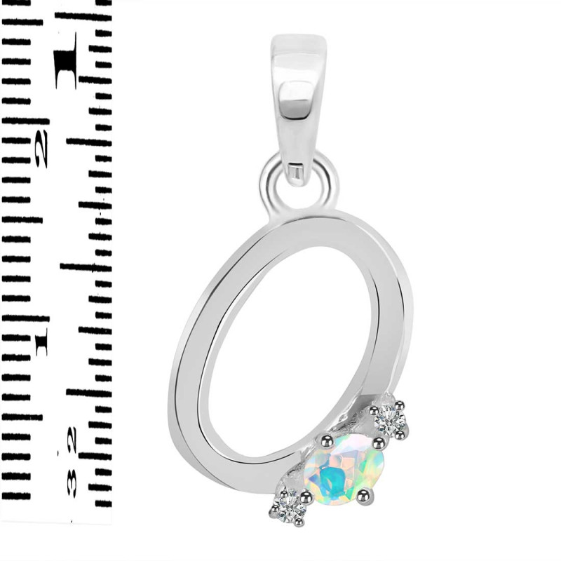 Opal & White Topaz Alphabet O Pendant OPL-RDA-15.