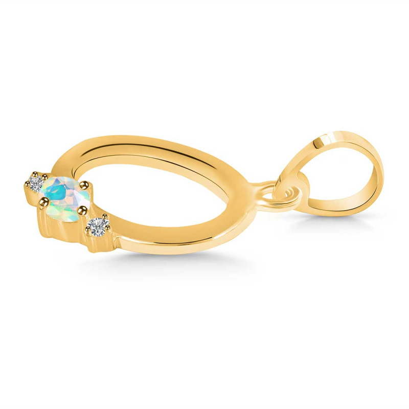 Opal & White Topaz Alphabet O Pendant OPL-RDA-15.