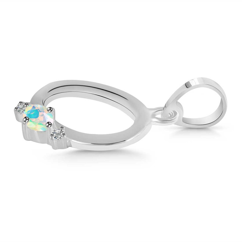 Opal & White Topaz Alphabet O Pendant