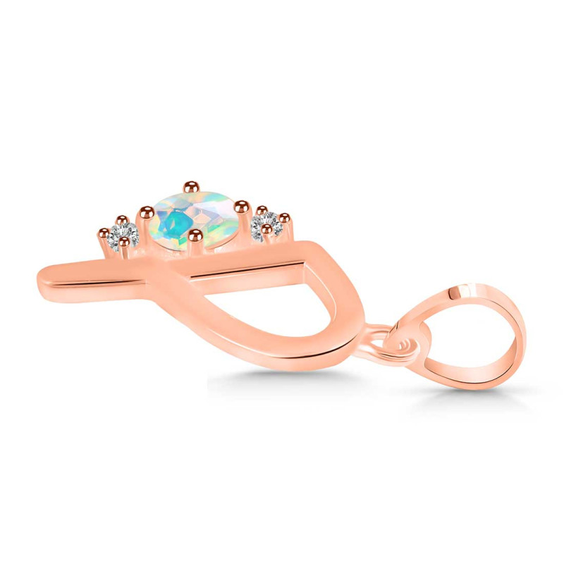 Opal & White Topaz Alphabet P Pendant OPL-RDA-16.