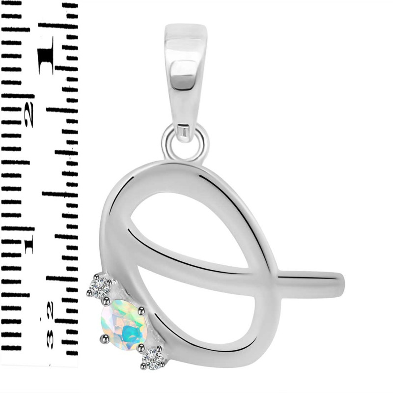 Opal & White Topaz Alphabet Q Pendant OPL-RDA-17.
