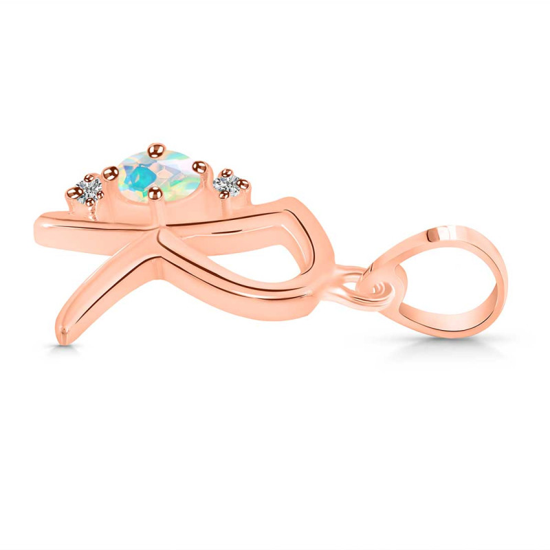 Opal & White Topaz Alphabet R Pendant OPL-RDA-18.