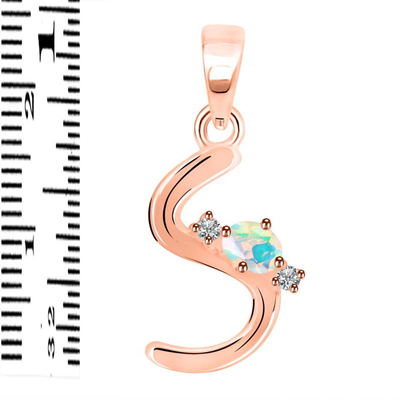 Opal & White Topaz Alphabet S Pendant OPL-RDA-19.