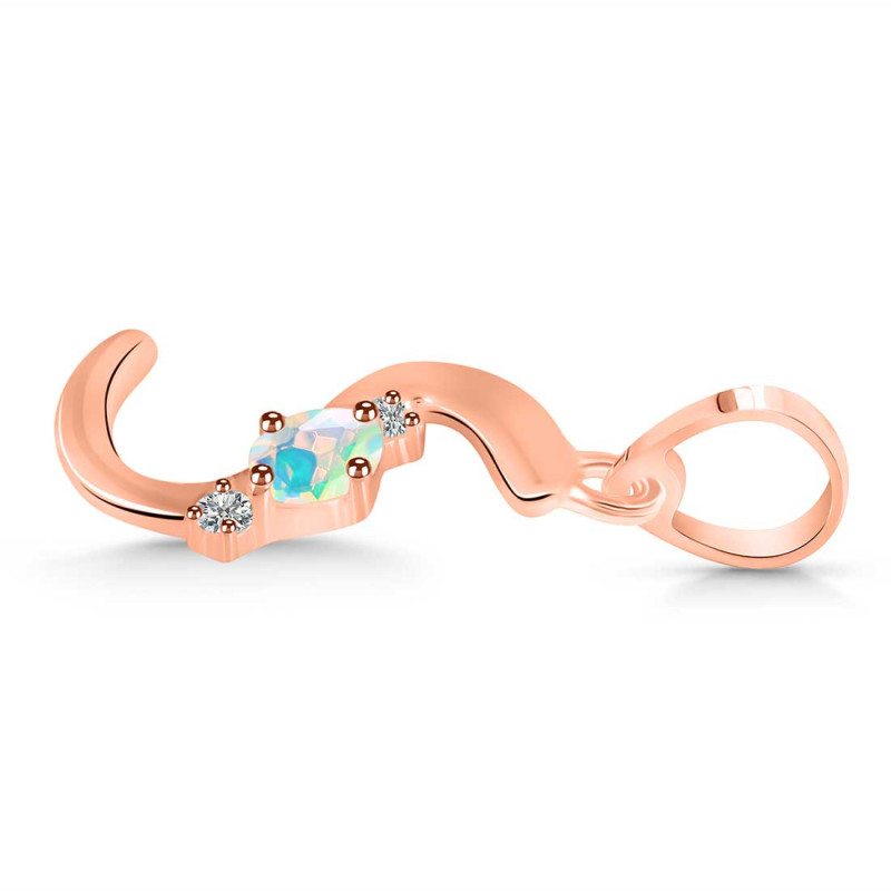 Opal & White Topaz Alphabet S Pendant OPL-RDA-19.