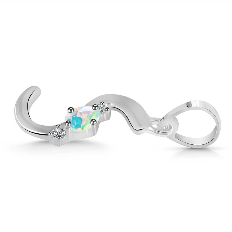 Opal & White Topaz Alphabet S Pendant