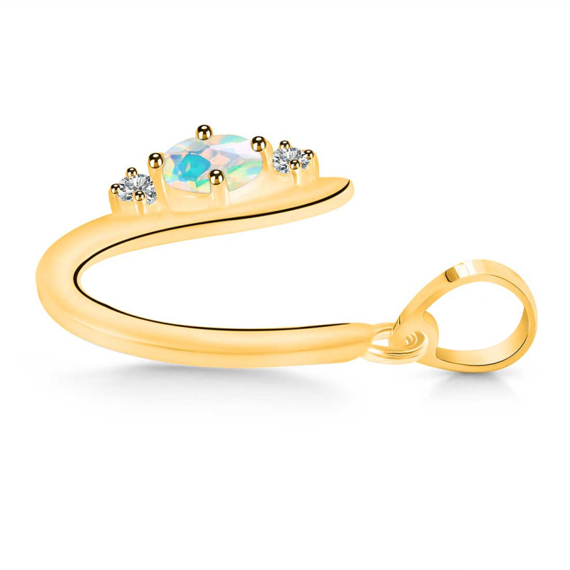 Opal & White Topaz Alphabet U Pendant OPL-RDA-21.
