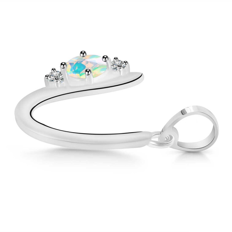 Opal & White Topaz Alphabet U Pendant