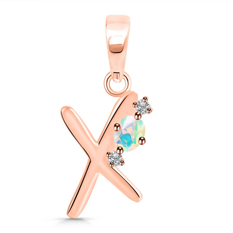 Opal & White Topaz Alphabet X Pendant OPL-RDA-24.