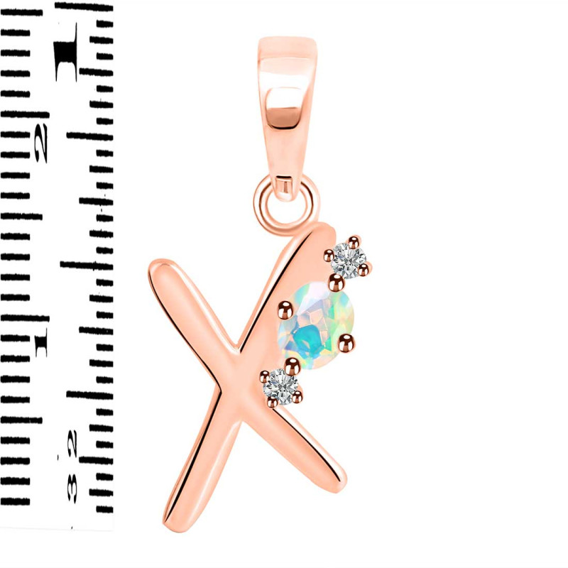 Opal & White Topaz Alphabet X Pendant OPL-RDA-24.