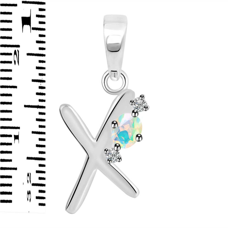 Opal & White Topaz Alphabet X Pendant OPL-RDA-24.