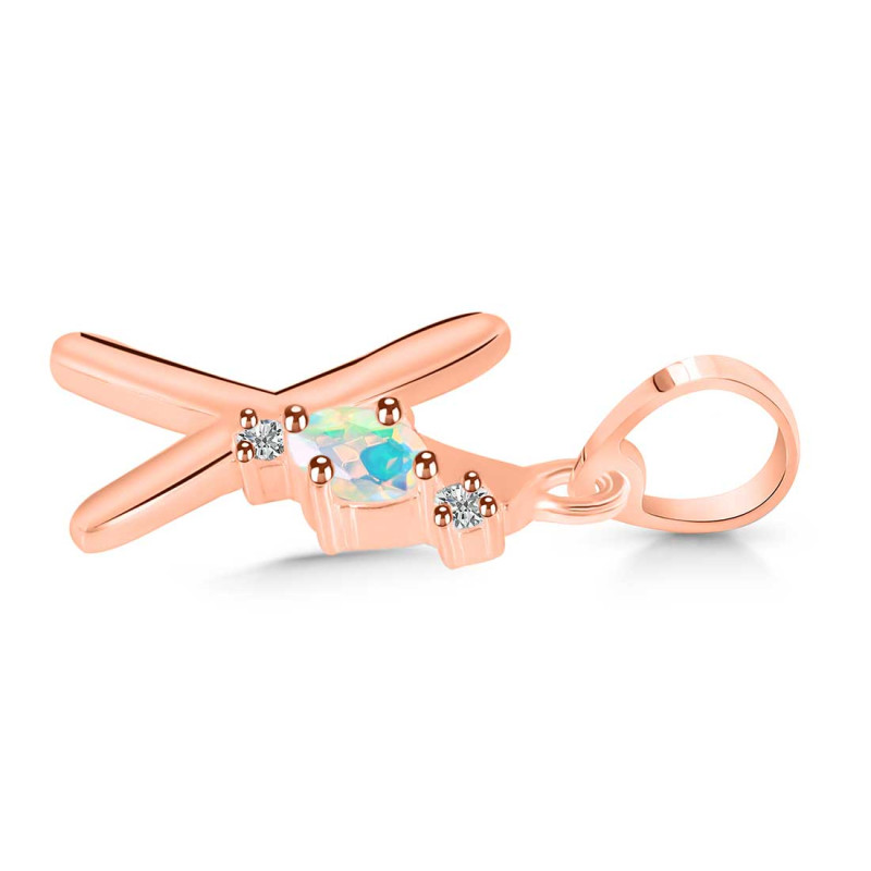 Opal & White Topaz Alphabet X Pendant OPL-RDA-24.
