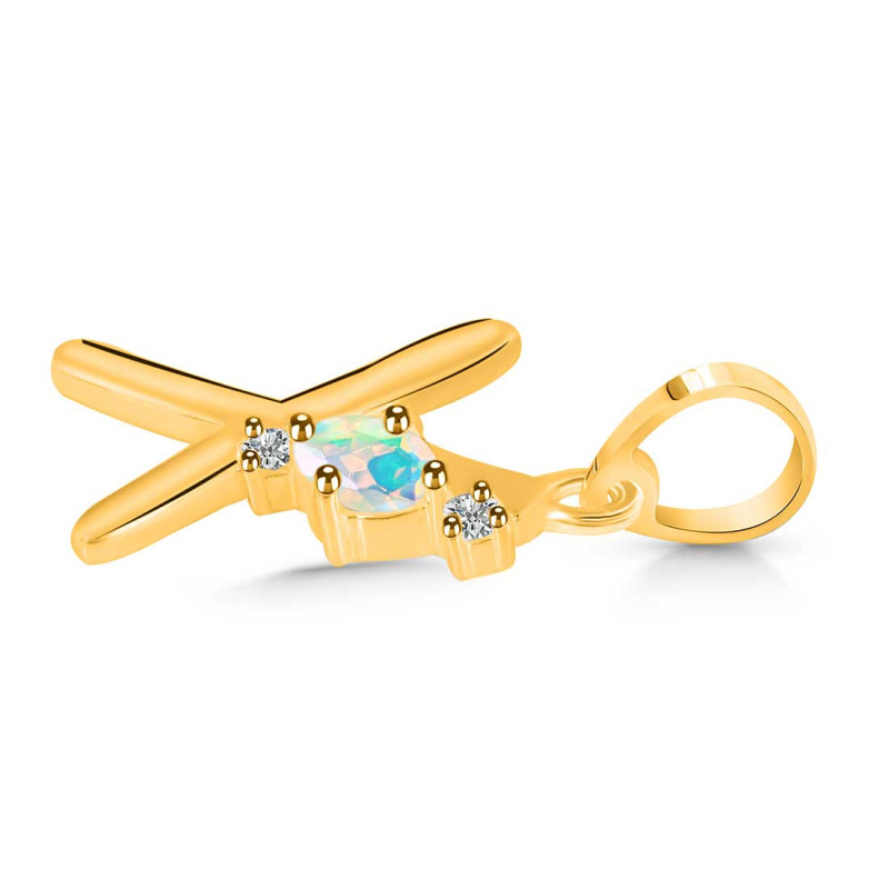 Opal & White Topaz Alphabet X Pendant OPL-RDA-24.