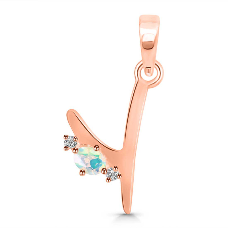 Opal & White Topaz Alphabet Y Pendant OPL-RDA-25.