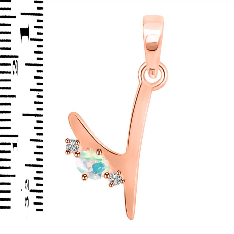 Opal & White Topaz Alphabet Y Pendant OPL-RDA-25.