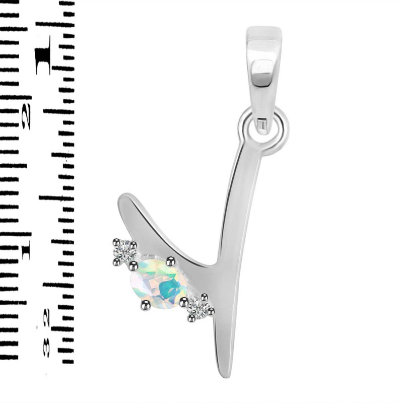 Opal & White Topaz Alphabet Y Pendant OPL-RDA-25.