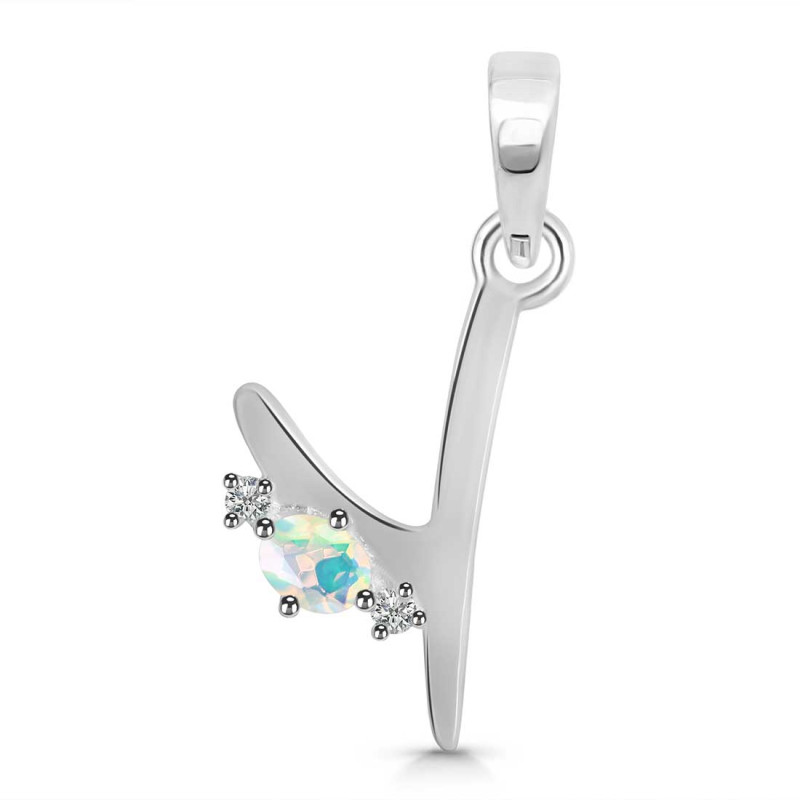 Opal & White Topaz Alphabet Y Pendant OPL-RDA-25.