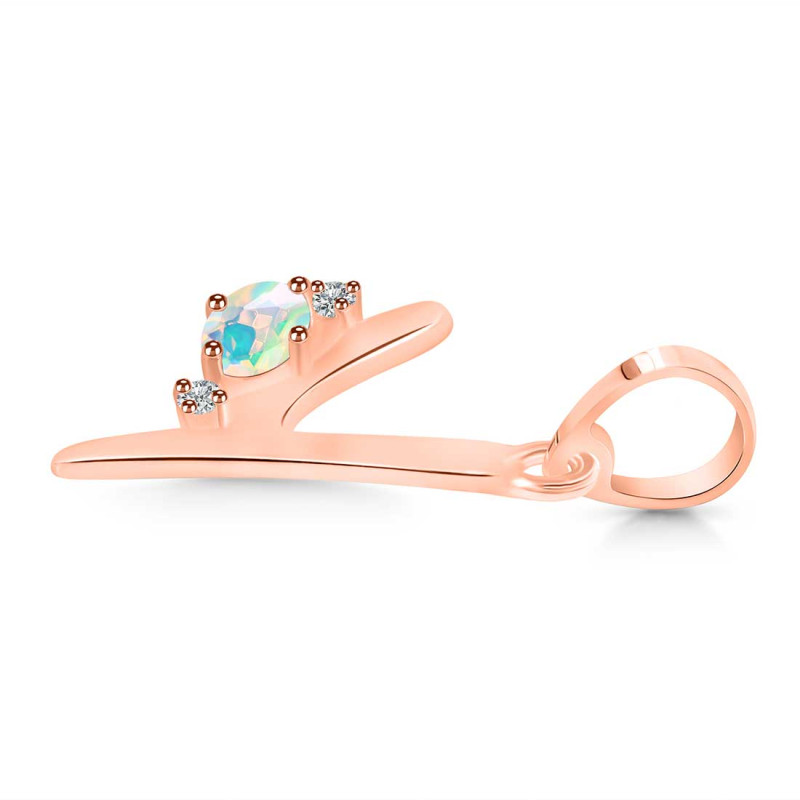 Opal & White Topaz Alphabet Y Pendant OPL-RDA-25.