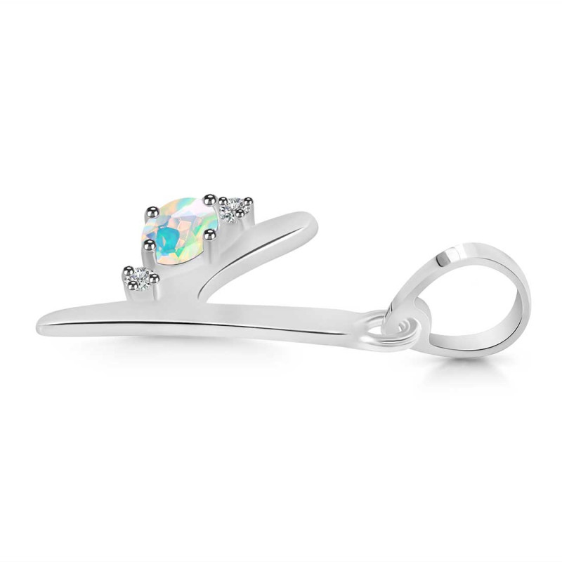 Opal & White Topaz Alphabet Y Pendant