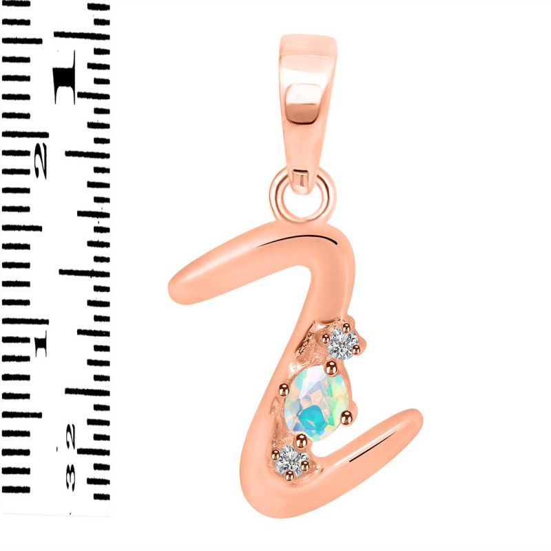 Opal & White Topaz Alphabet Z Pendant OPL-RDA-26.