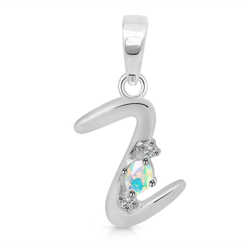 Opal & White Topaz Alphabet Z Pendant OPL-RDA-26.