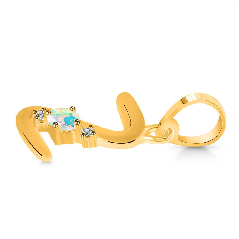Opal & White Topaz Alphabet Z Pendant OPL-RDA-26.