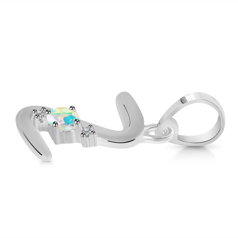 Opal & White Topaz Alphabet Z Pendant