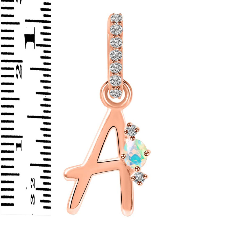 Opal & White Topaz Alphabet A Pendant OPL-RDA-27.