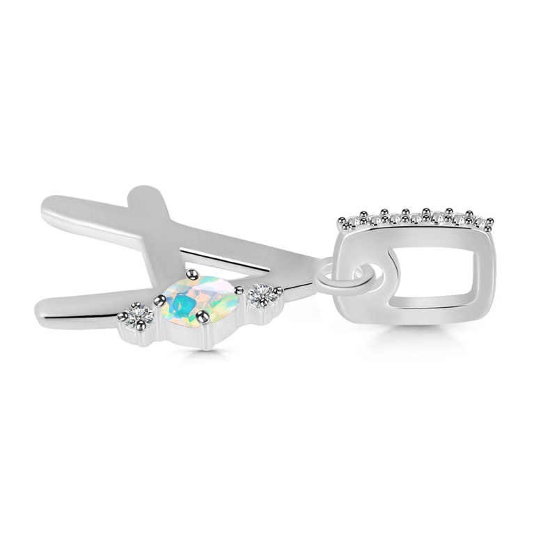 Opal & White Topaz Alphabet A Pendant