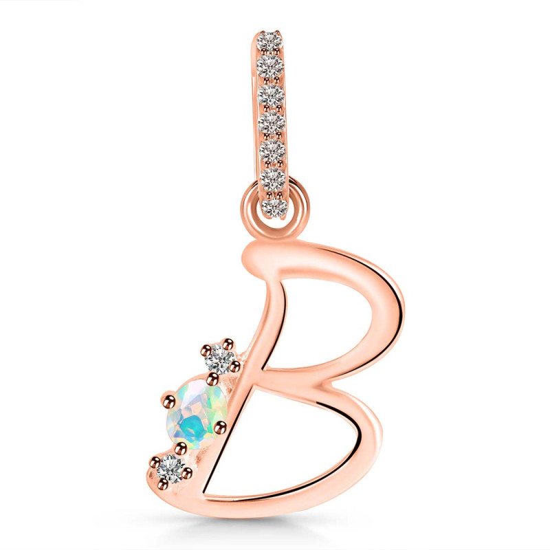 Opal & White Topaz Alphabet B Pendant OPL-RDA-28.