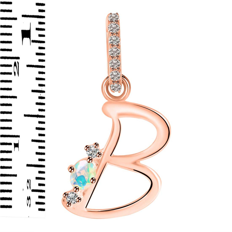 Opal & White Topaz Alphabet B Pendant OPL-RDA-28.