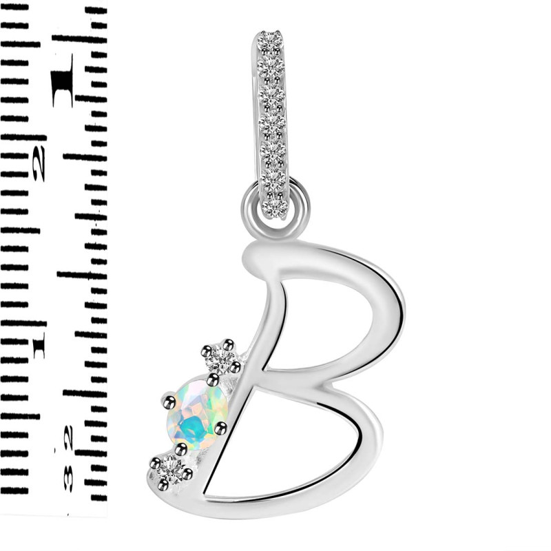 Opal & White Topaz Alphabet B Pendant OPL-RDA-28.