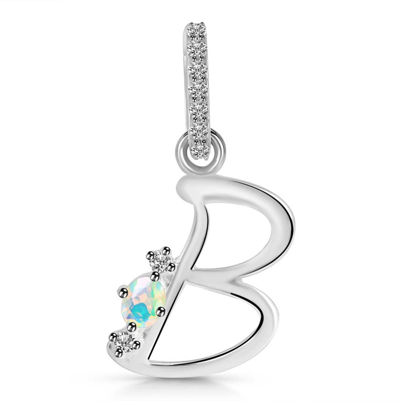 Opal & White Topaz Alphabet B Pendant OPL-RDA-28.