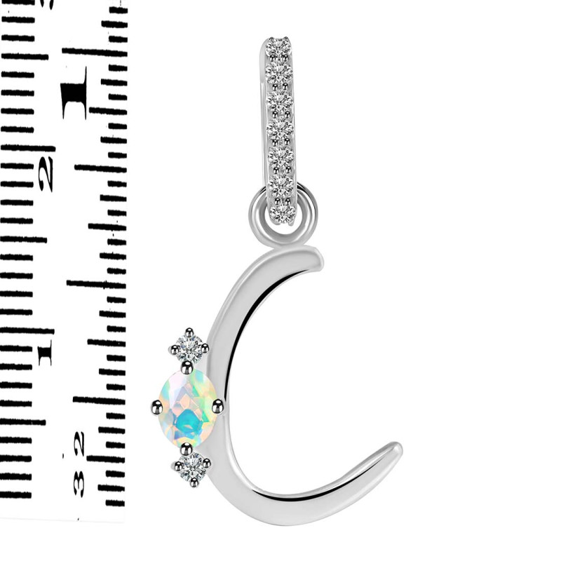 Opal & White Topaz Alphabet C Pendant OPL-RDA-29.