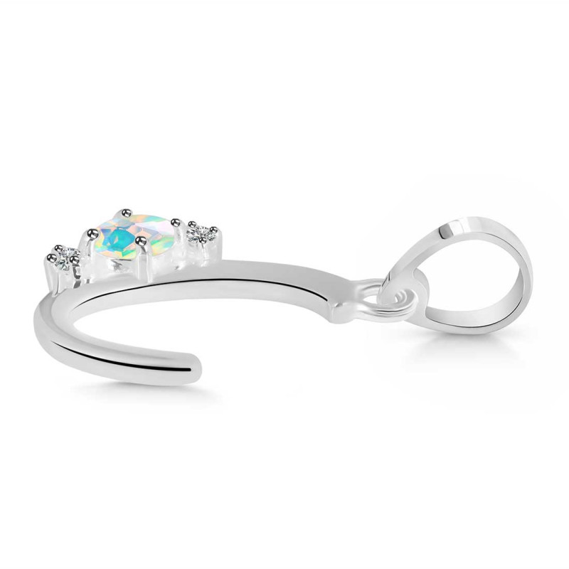 Opal & White Topaz Alphabet C Pendant