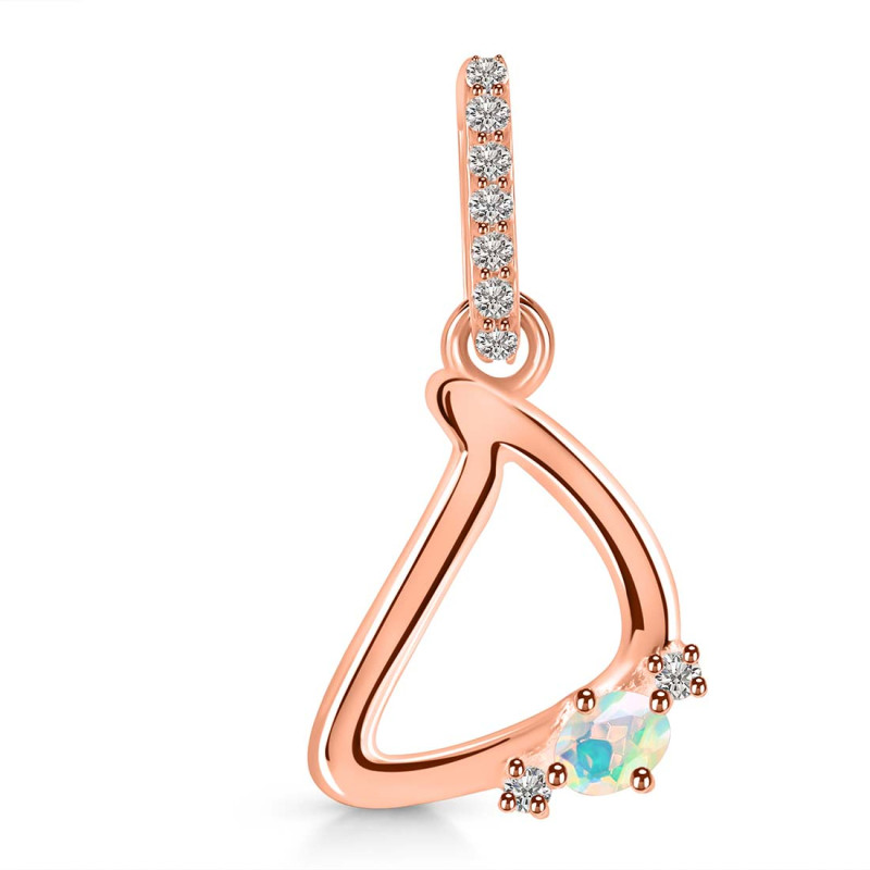 Opal & White Topaz Alphabet D Pendant OPL-RDA-30.
