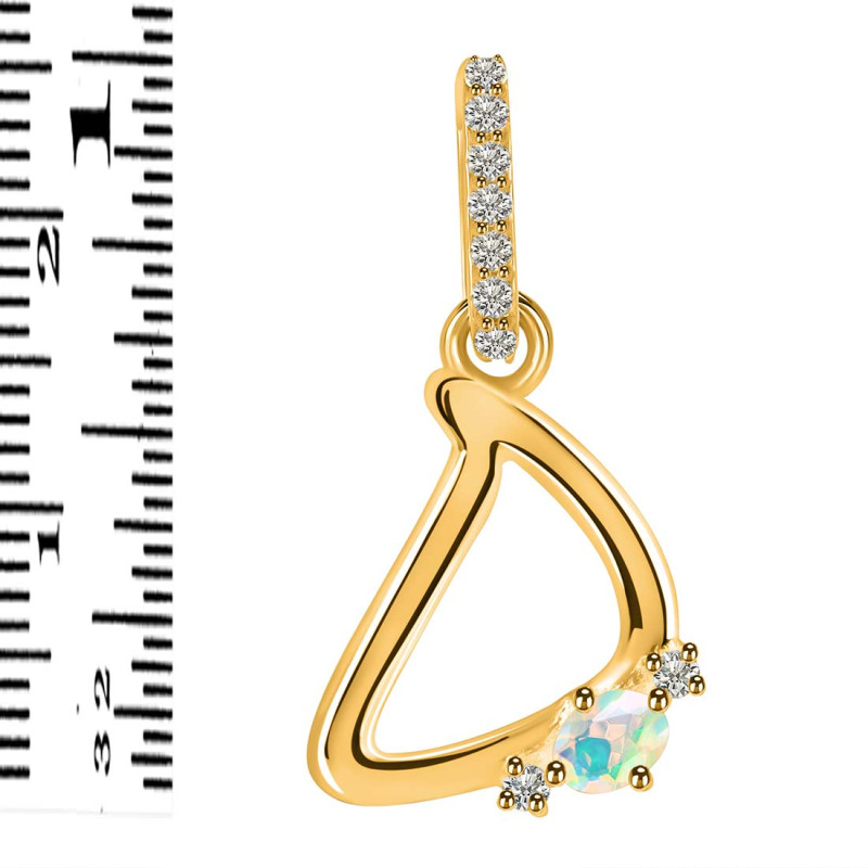 Opal & White Topaz Alphabet D Pendant OPL-RDA-30.