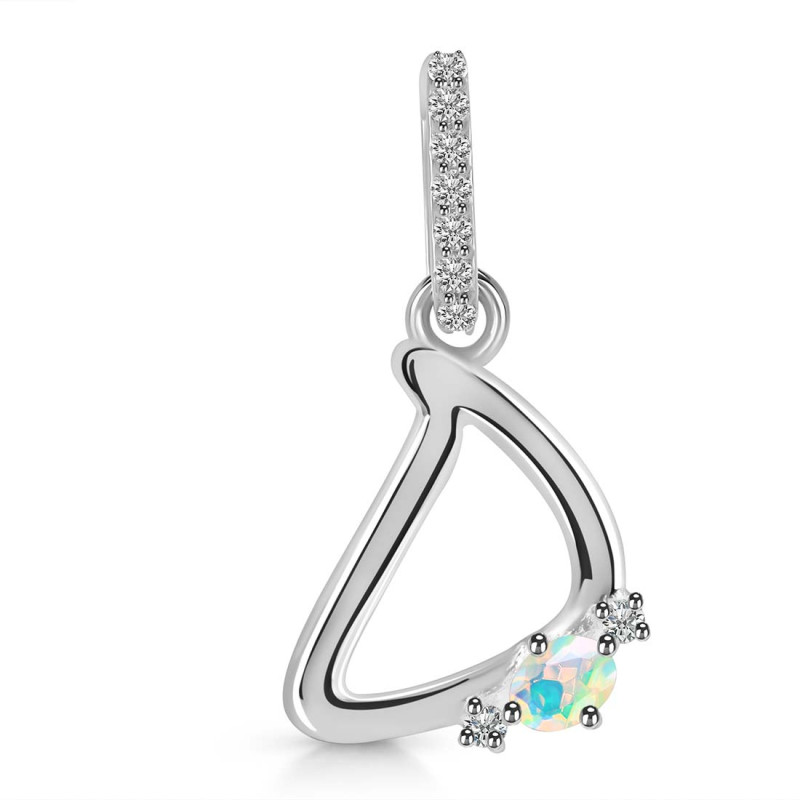 Opal & White Topaz Alphabet D Pendant OPL-RDA-30.