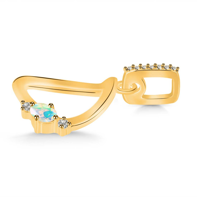 Opal & White Topaz Alphabet D Pendant OPL-RDA-30.