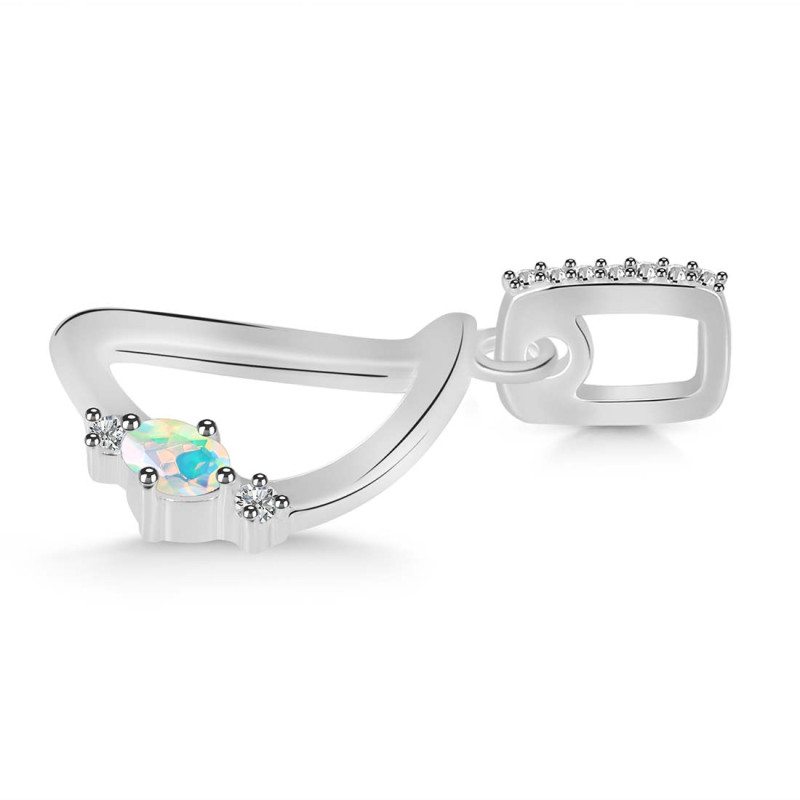 Opal & White Topaz Alphabet D Pendant