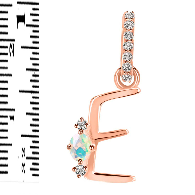 Opal & White Topaz Alphabet E Pendant OPL-RDA-31.